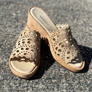 NEW VANELI Made In Brazil Cammie Suede Wedge Sandals Nude for women 252 2M1